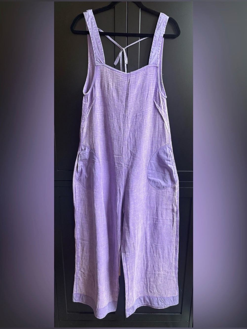 Zenana Lavender Wide-Leg Cotton Blend Jumpsuit New Size L - Picture 4 of 6